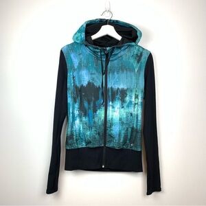 Alo Yoga Jacket Airbrush Hood Full Zip Desert Sunset Teal Black Sz Medium Active